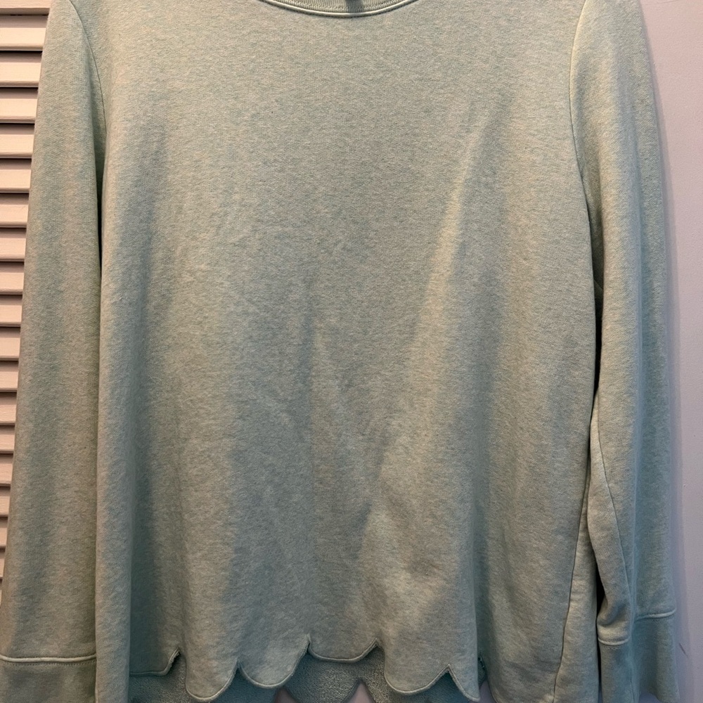 Talbots Mint Green Scalloped Hem Sweatshirt